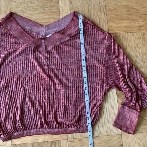 Free People We The Free XS South Side Oversized Thermal Top Cinnamon Waffle - Picture 7 of 8